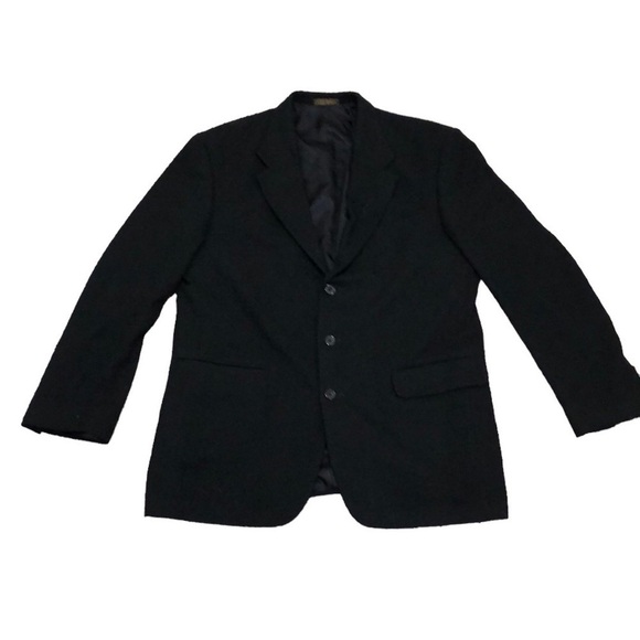 Oscar de la Renta Suit Jacket Sports Coat Size 42 Long 42 L Black Wool Cashmere